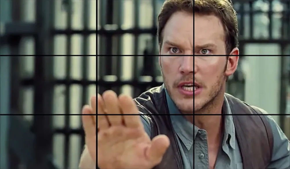 Jurassic World example showing Rule of Thirds in action